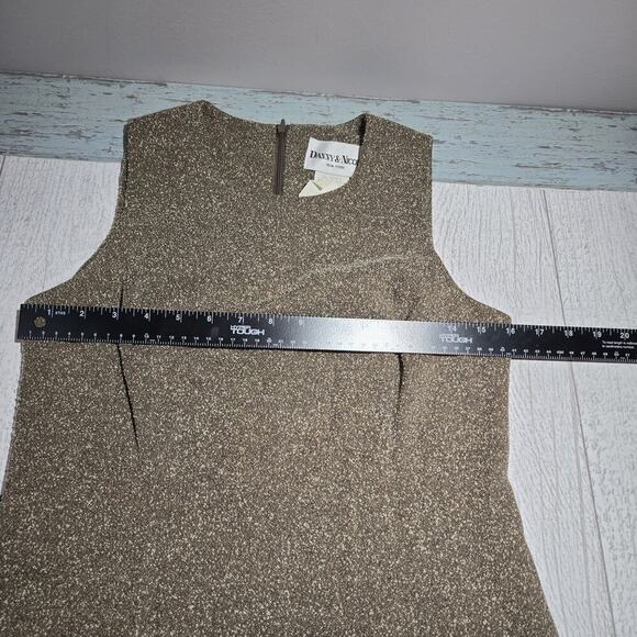 DANNY&NICOLE WOMENS 2 Pc SLEEVELESS DRESS W OVER COAT Size 4P Vintg Brown Boucle - Picture 9 of 10